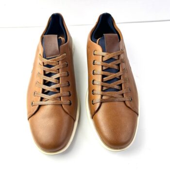 Men’s Tan Leather Casual Sneakers – Smart Everyday Lace-Up Shoes